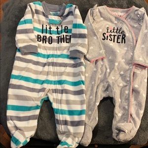 Little sister/brother twin fleece sleep & play. 3M